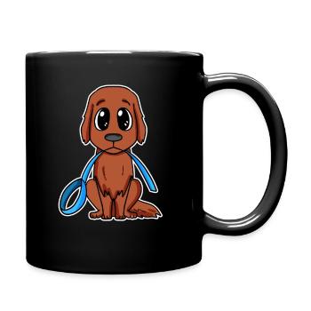 Cute dog with bow Irish Red Setter - Full Colour Mug - black - Right