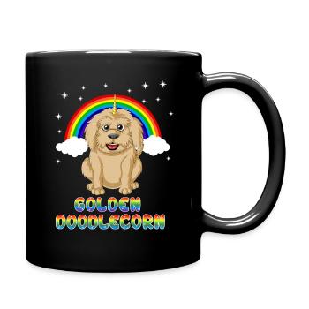 Magical Golden Doodle Unicorn Fantasy Dog Design - Full Colour Mug - black - Right