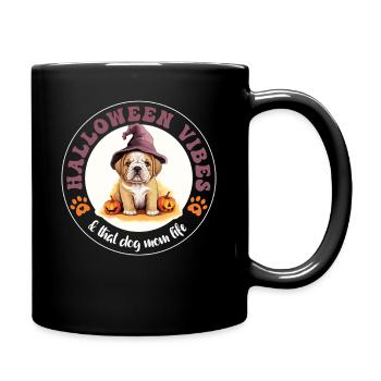 Halloween Witch Hat Pumpkin Dog Bulldog - Full Colour Mug - black - Right