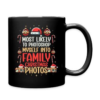 Festliche Familienweihnachts-Selfie-Botschaft - Tasse einfarbig - Schwarz - Rechts
