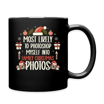 Family Christmas Photo Quote with Camera - Full Colour Mug - black - Right