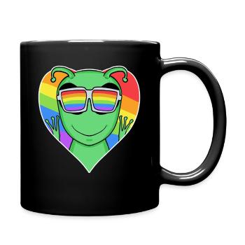Alien de science-fiction arc-en-ciel LGBTQ+ avec cœur et couleurs - Mug uni - noir - Droite