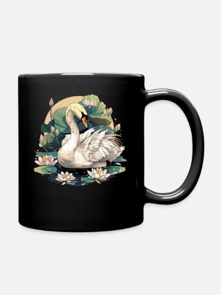Schwäne Schwan - Tasse einfarbig - Schwarz