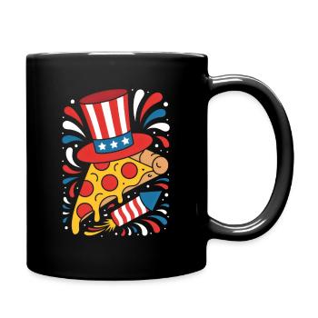Patriotic Pizza Lover Independence Day 4th of - Full Colour Mug - black - Right