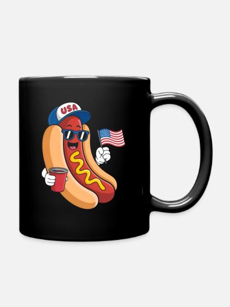  Hotdog Sandwich Lover Independence Day 4th of - Tasse einfarbig - Schwarz