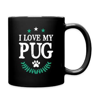 PUG Mops - Tasse einfarbig - Schwarz - Rechts