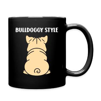 Bulldog Design Stilisierte Bulldogge - Tasse einfarbig - Schwarz - Rechts