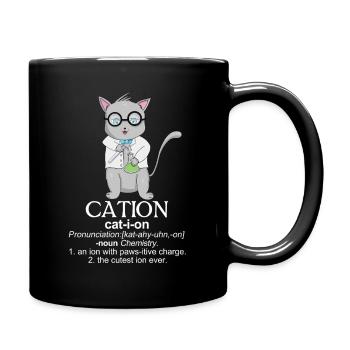 Verspieltes akademisches Katzen-T-Shirt - Tasse einfarbig - Schwarz - Rechts