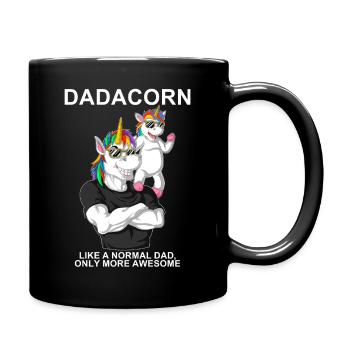 Humorous Unicorn Dad Illustration - Full Colour Mug - black - Right