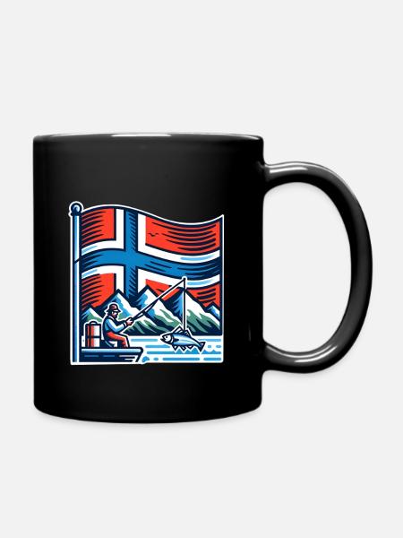 Norwegen Angeln Boot - Tasse einfarbig - Schwarz