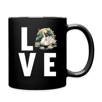 Schwäne Schwan - Tasse einfarbig - Schwarz - Rechts