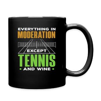 Tennis and Wine for Tennis Players - Full Colour Mug - black - Right