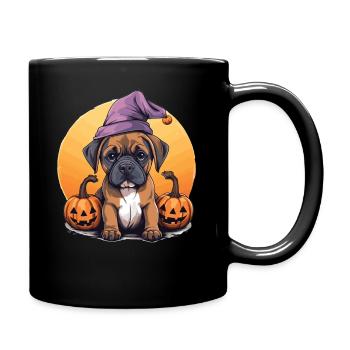 Halloween Witch Hat Pumpkin Dog Boxer - Full Colour Mug - black - Right