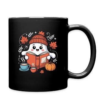 Ghost Reading Book Halloween Coffee Lovers - Full Colour Mug - black - Right