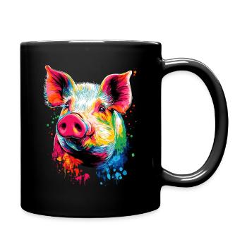 Schwein Hausschwein Sau Schweine Liebe Schweinchen - Tasse einfarbig - Schwarz - Rechts