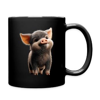 Schwein Hausschwein Sau Schweine Liebe Schweinchen - Tasse einfarbig - Schwarz - Rechts