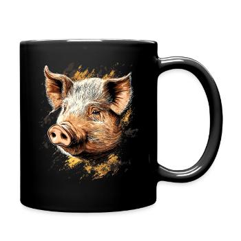 Schwein Hausschwein Sau Schweine Liebe Schweinchen - Tasse einfarbig - Schwarz - Rechts