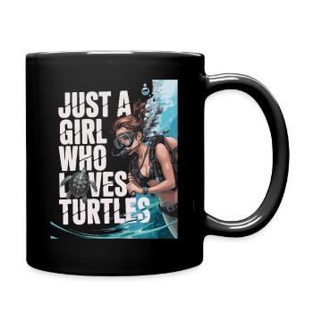 Just a girl who loves turtles - Tasse einfarbig - Schwarz - Rechts