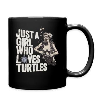 Just a girl who loves turtles - Tasse einfarbig - Schwarz - Rechts