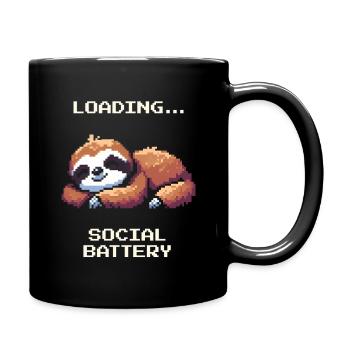 Social Battery Charges | Introverted Humor - Full Colour Mug - black - Right
