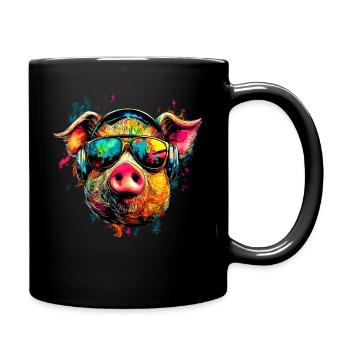 Schwein Hausschwein Sau Schweine Liebe Schweinchen - Tasse einfarbig - Schwarz - Rechts