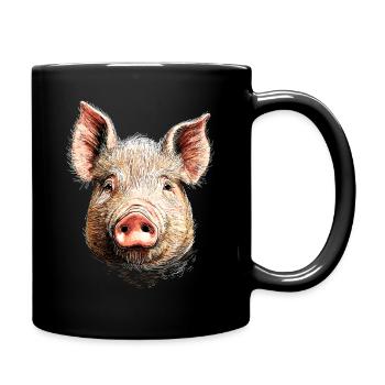 Schwein Hausschwein Sau Schweine Liebe Schweinchen - Tasse einfarbig - Schwarz - Rechts