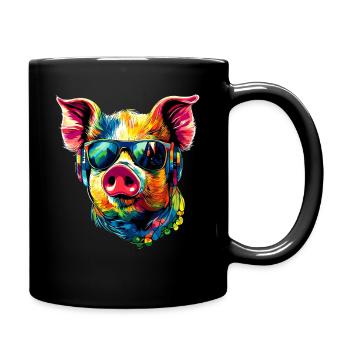 Schwein Hausschwein Sau Schweine Liebe Schweinchen - Tasse einfarbig - Schwarz - Rechts