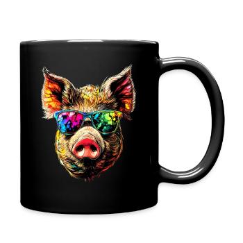 Schwein Hausschwein Sau Schweine Liebe Schweinchen - Tasse einfarbig - Schwarz - Rechts