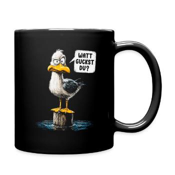 Que regardes-tu ? Drôle de mouette – humour côtier - Mug uni - noir - Droite