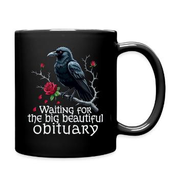 Black Raven with Roses and Skull - Full Colour Mug - black - Right
