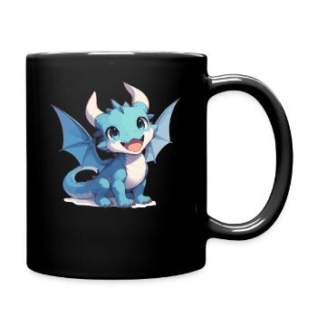 Drachen Drache - Tasse einfarbig - Schwarz - Rechts