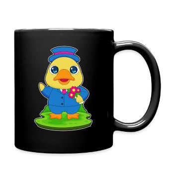 Ente Bräutigam Blumen Hochzeit - Tasse einfarbig - Schwarz - Rechts