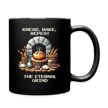 Kneten, Backen, Repeat | Brot backen Humor - Tasse einfarbig - Schwarz - Rechts