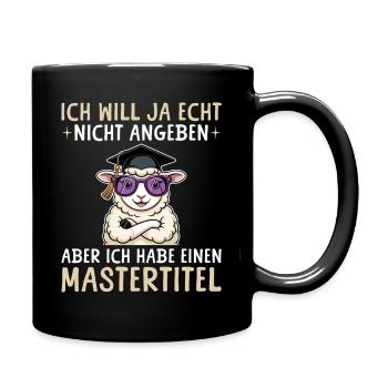 Master Abschluss geschafft - Schaf mit Mastertitel - Tasse einfarbig - Schwarz - Rechts
