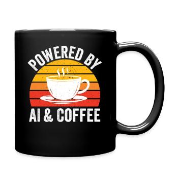 Angetrieben von KI und Kaffeegrafik - Tasse einfarbig - Schwarz - Rechts