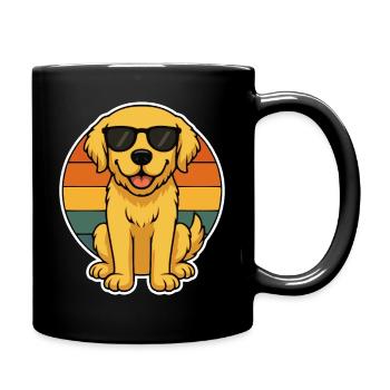 Chien décontracté avec des lunettes de soleil et un fond rétro - Mug uni - noir - Droite