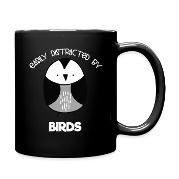 Minimalist Bird Cartoon Illustration - Full Colour Mug - black - Right