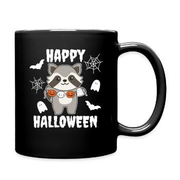 Costume de raton laveur joyeux Halloween citrouille fantôme - Mug uni - noir - Droite