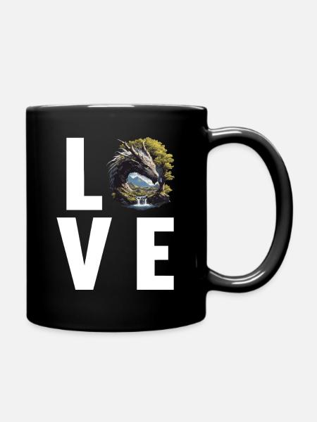 Drachen Drache - Tasse einfarbig - Schwarz