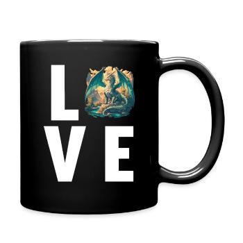 Drachen Drache - Tasse einfarbig - Schwarz - Rechts