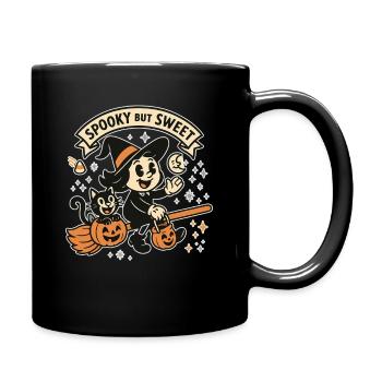 Cute Witch with Pumpkins - Full Colour Mug - black - Right