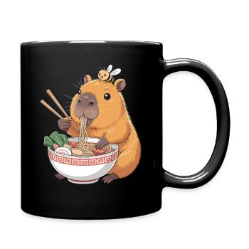 Capybara Ramen Kawaii With Bee - Full Colour Mug - black - Right