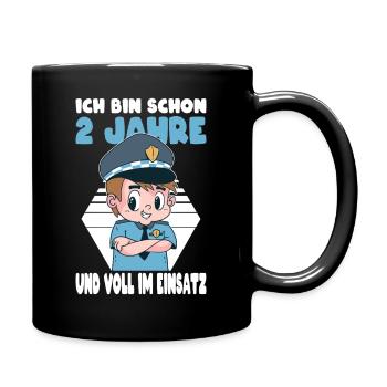 2 Geburtstag Polizei Geschenk Junge 2 Jahre - Tasse einfarbig - Schwarz - Rechts