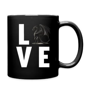 Drachen Drache - Tasse einfarbig - Schwarz - Rechts