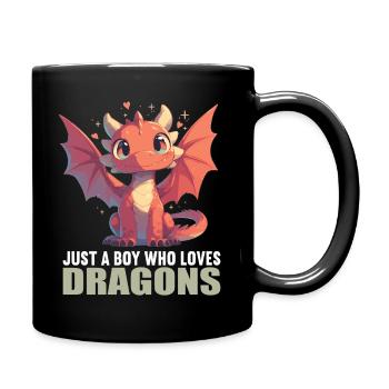 Drachen Drache - Tasse einfarbig - Schwarz - Rechts