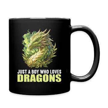Drachen Drache - Tasse einfarbig - Schwarz - Rechts