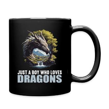 Drachen Drache - Tasse einfarbig - Schwarz - Rechts