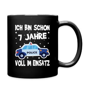 7 Geburtstag Polizei Geschenk Junge 7 Jahre - Tasse einfarbig - Schwarz - Rechts