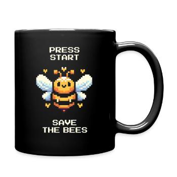 Press start – Save the bees | Beekeepers &amp; Honey - Full Colour Mug - black - Right