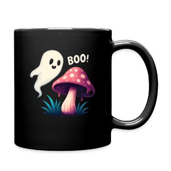 Mystical mushroom with ghost accent - Full Colour Mug - black - Right